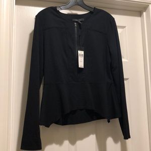 Peplum black long sleeve top